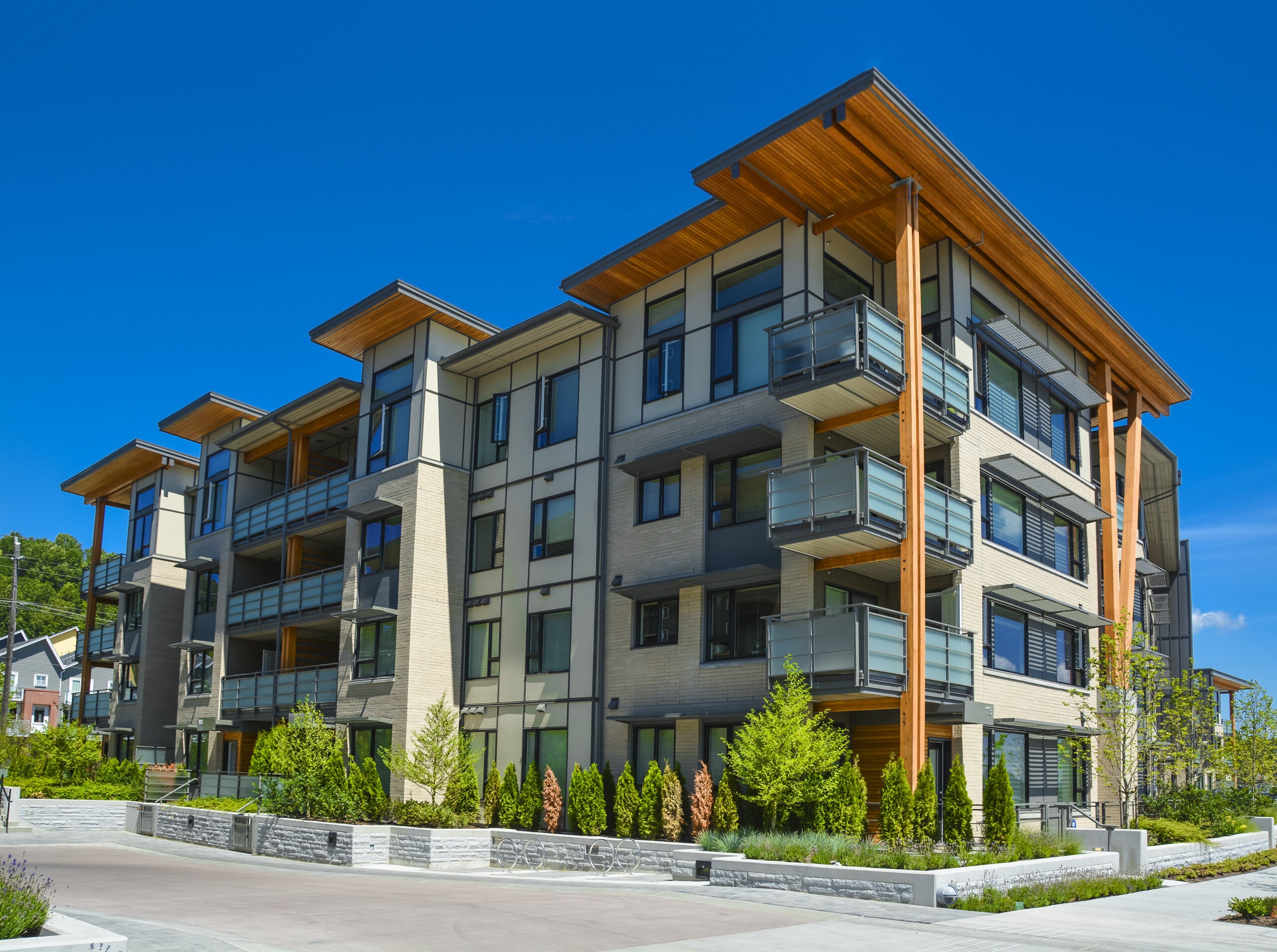 Brand New Apartment Building on Sunny Day